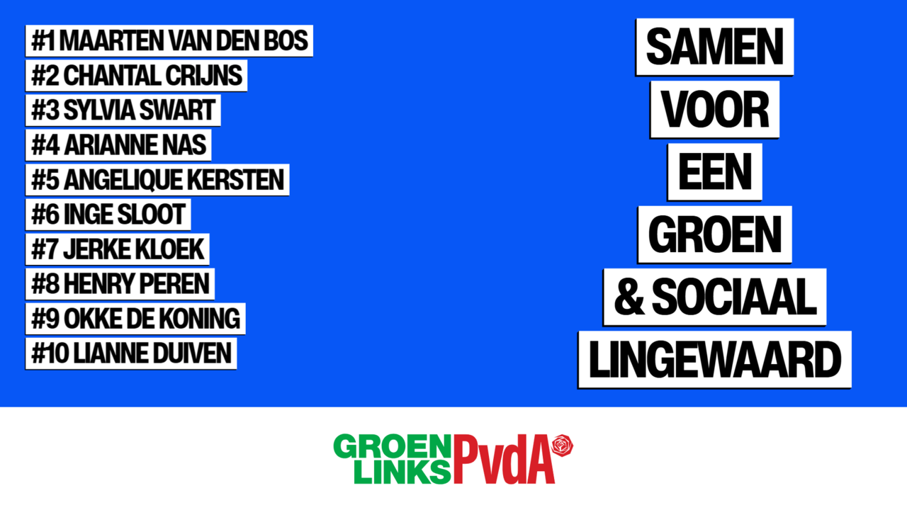 Top tien kandidaten GroenLinks-PvdA Lingewaard Gr26